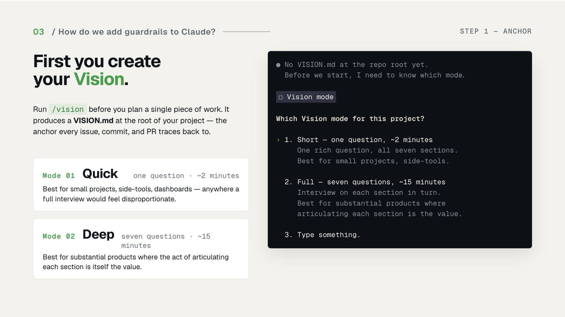 Slide 13 — First you create your Vision