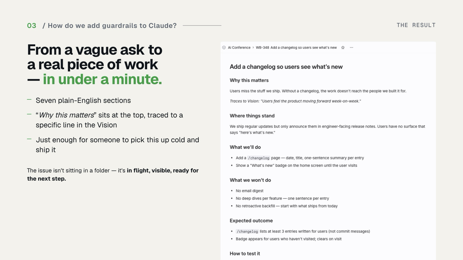 Slide 16 — From a vague ask to real work