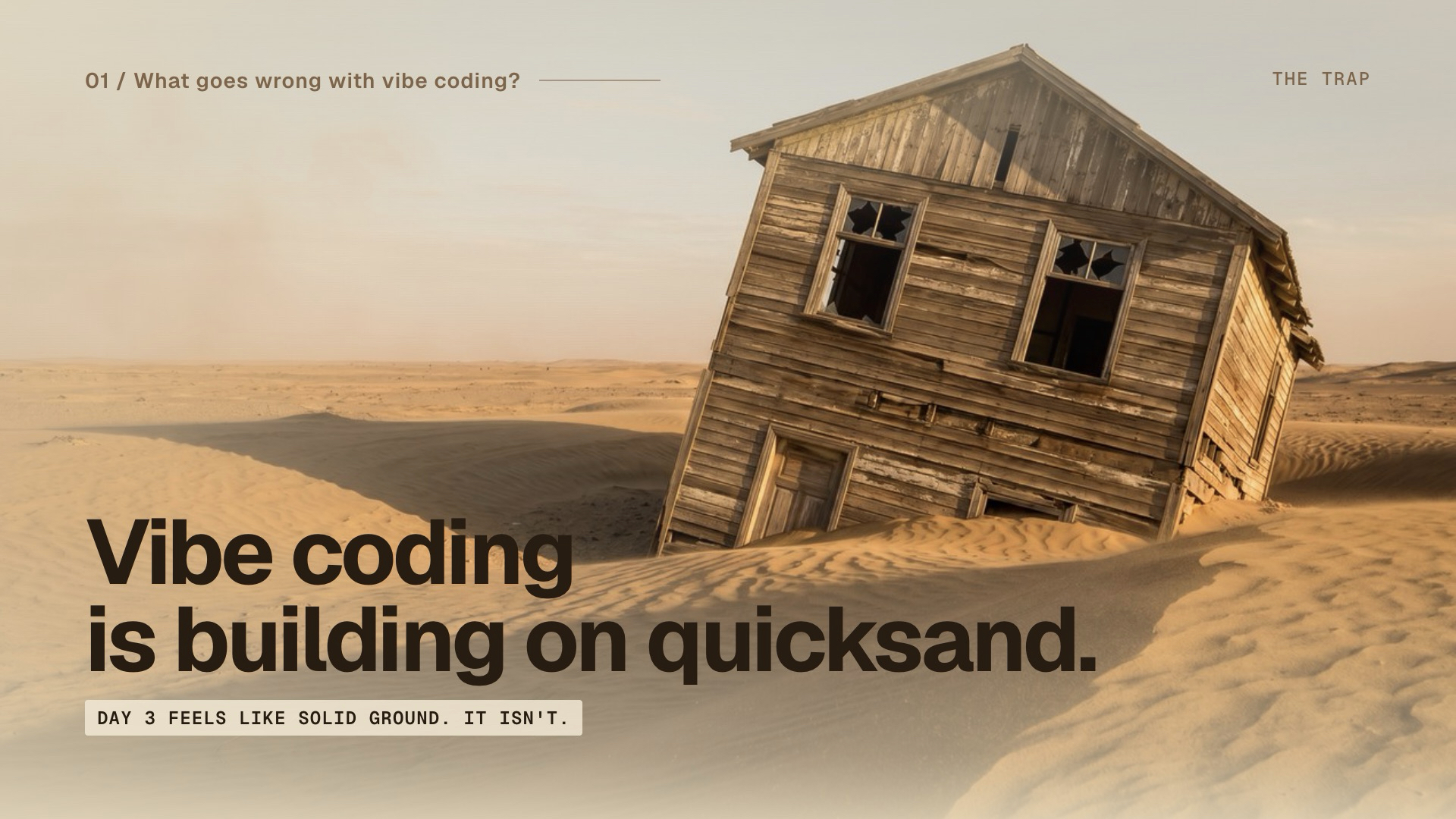 Slide 3 — Building on quicksand