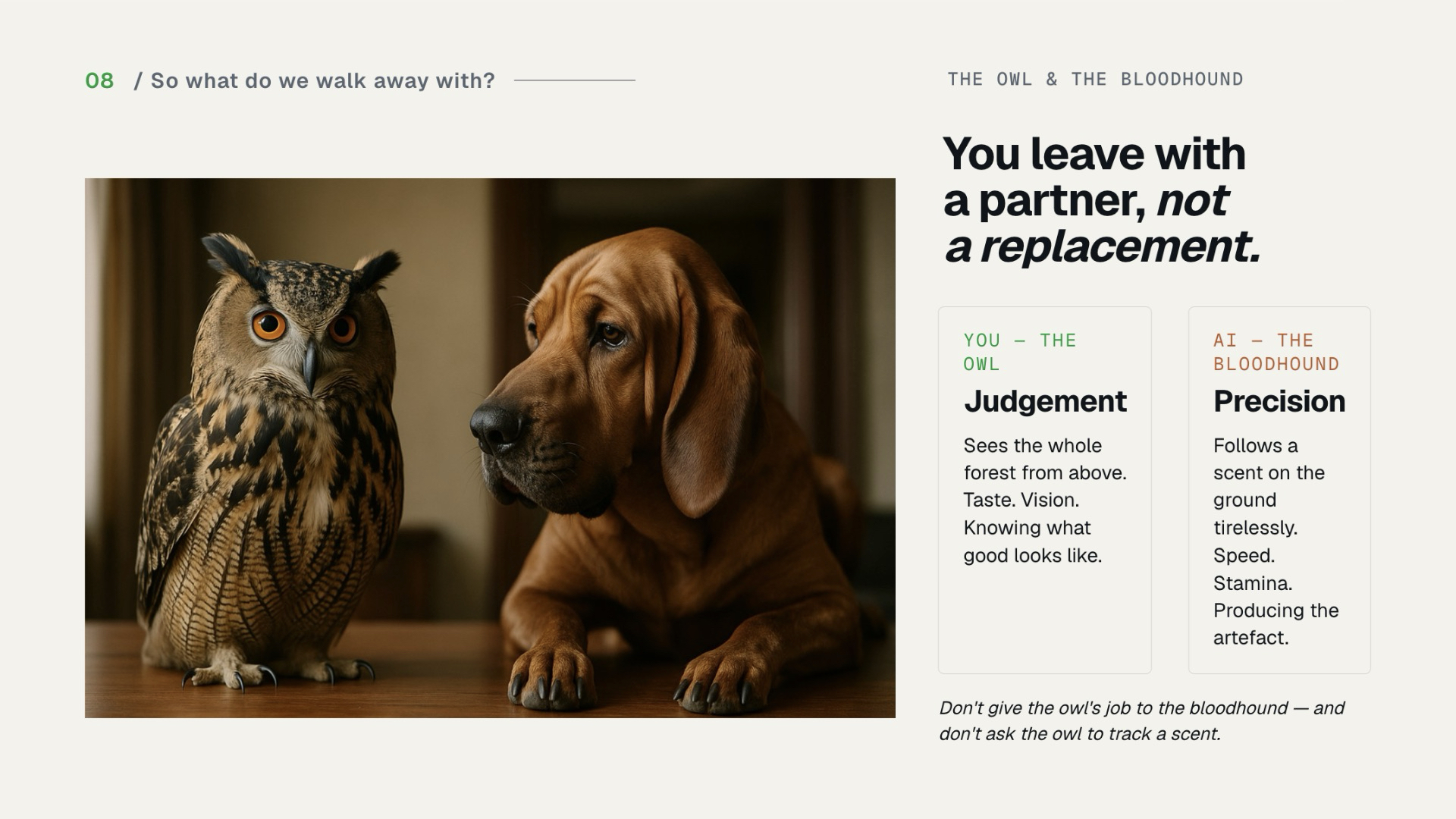 Slide 32 — The owl and the bloodhound